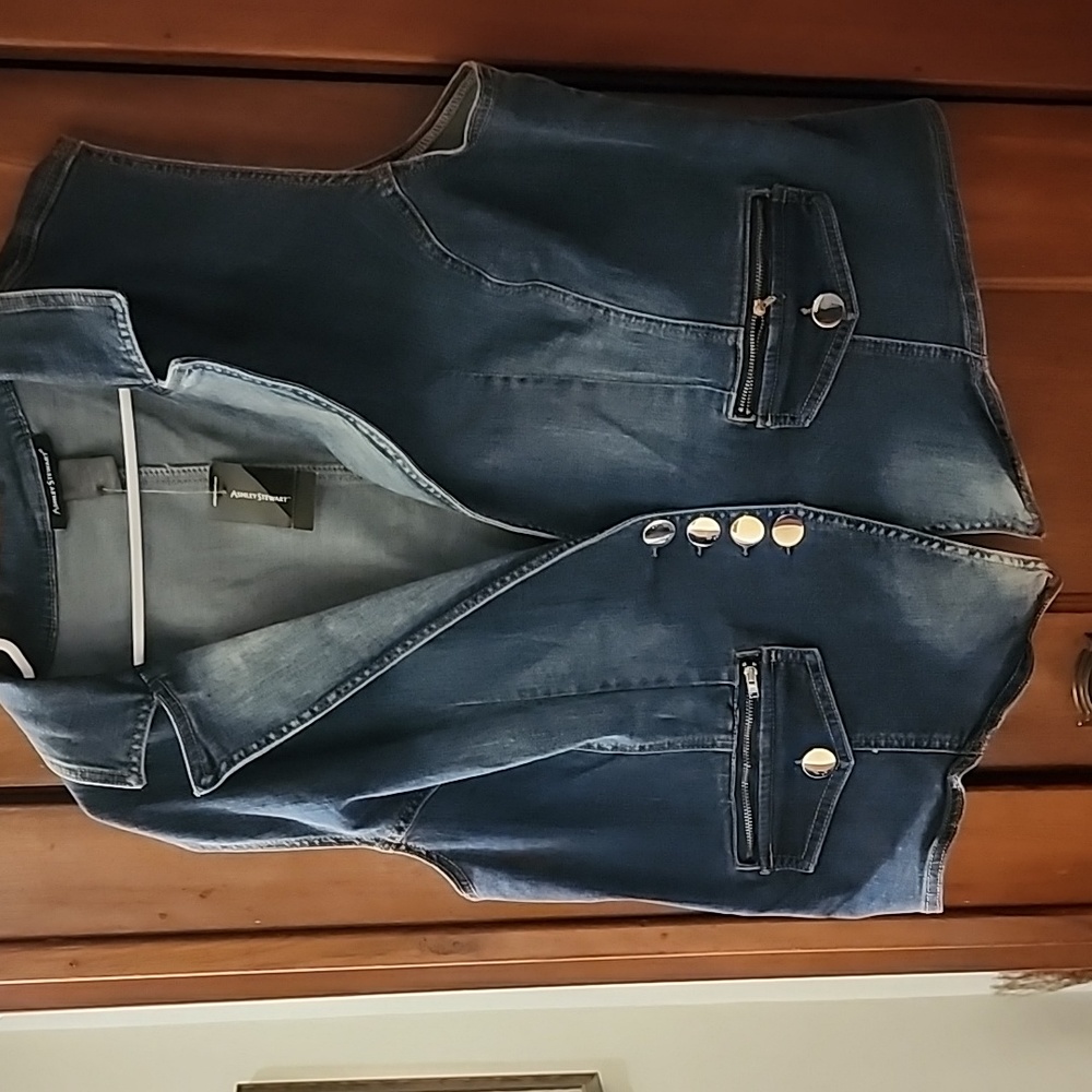 BRAND NEW....womens denim vest with detailed gold buttons